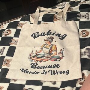 Baking because murder is wrong Tote Bag - Cream